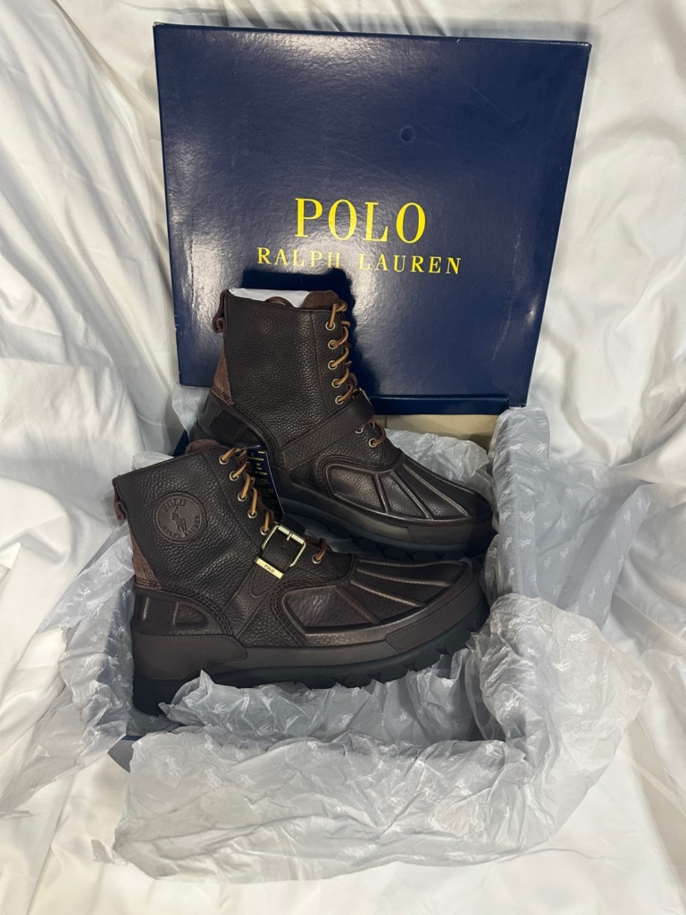 Polo by Ralph Lauren Dark Brown Leather Lace-Up Ankle Boots